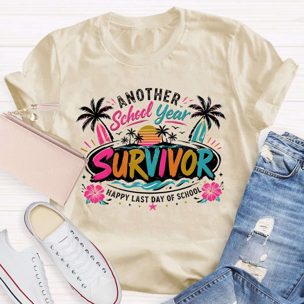 Another School Year Happy Last Day Of School   Flower Pattern  Teacher T-shirt