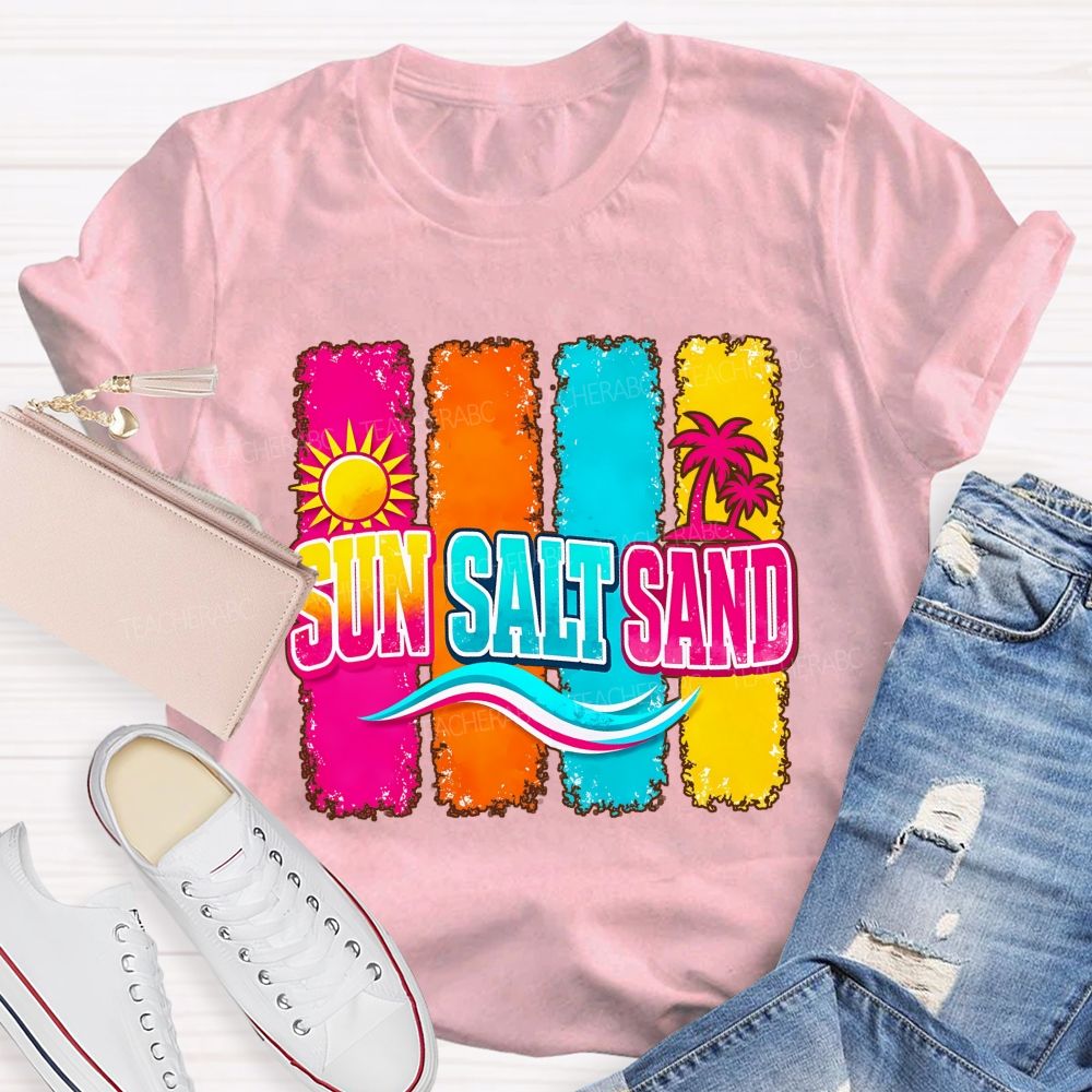 Beach Vibes Sun Salt Sand Teacher T-shirt