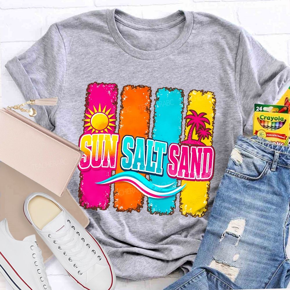 Beach Vibes Sun Salt Sand Teacher T-shirt