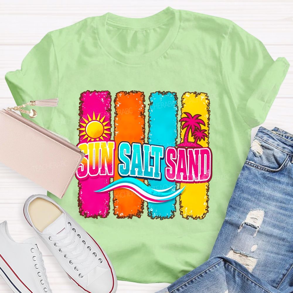 Beach Vibes Sun Salt Sand Teacher T-shirt