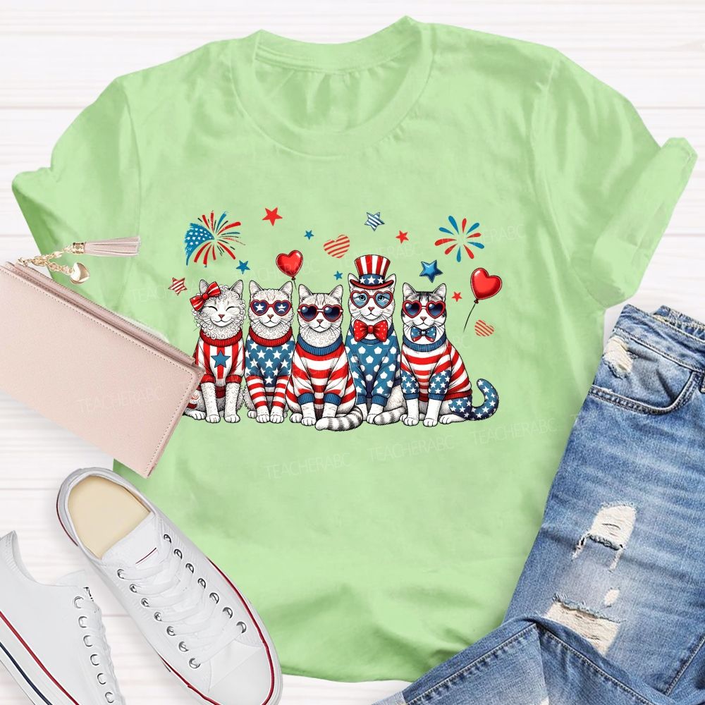 Independence Day Cat  Teacher T-shirt