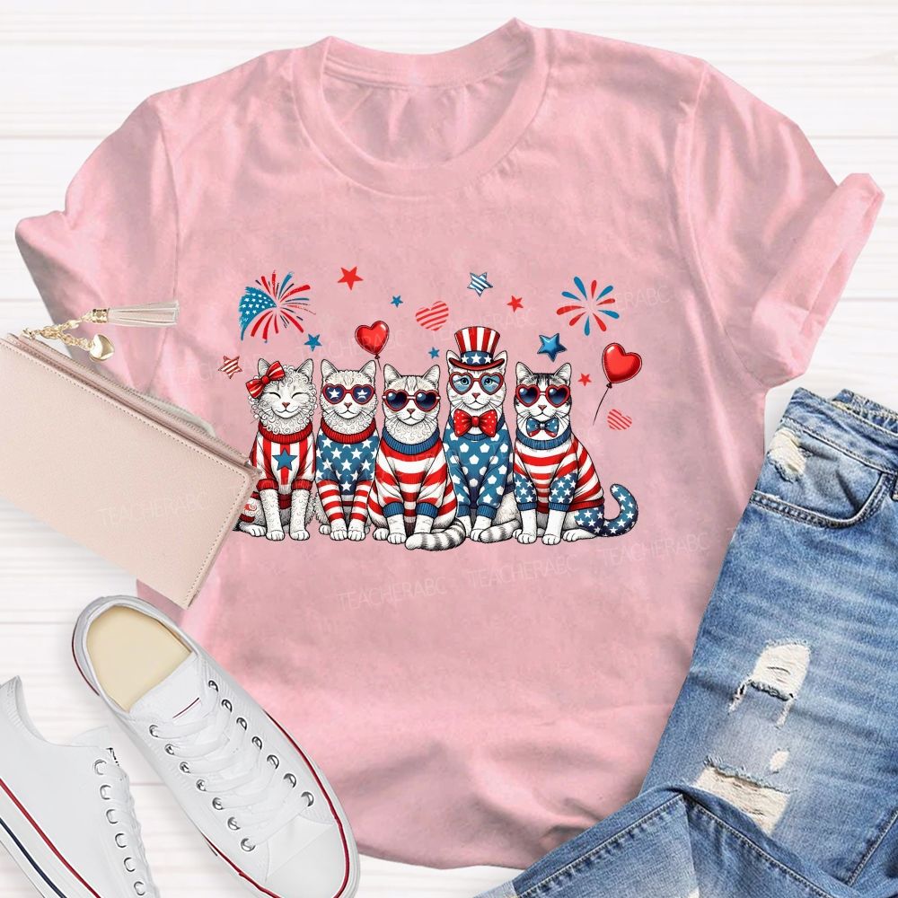 Independence Day Cat  Teacher T-shirt