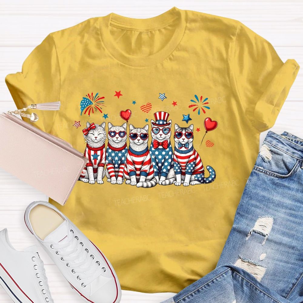 Independence Day Cat  Teacher T-shirt