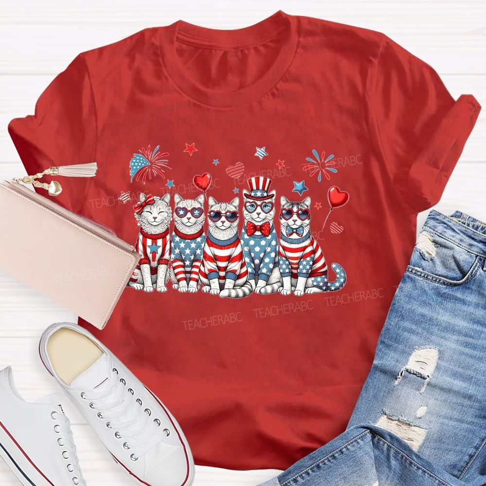 Independence Day Cat  Teacher T-shirt