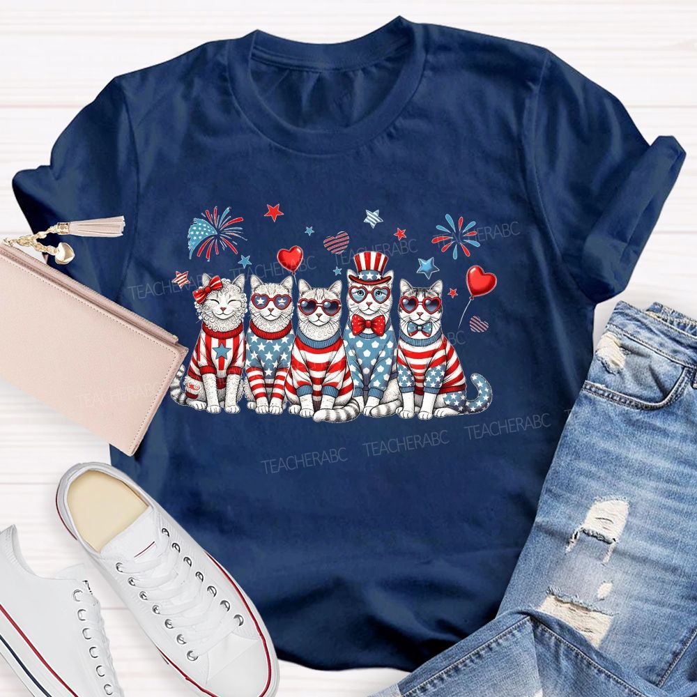 Independence Day Cat  Teacher T-shirt