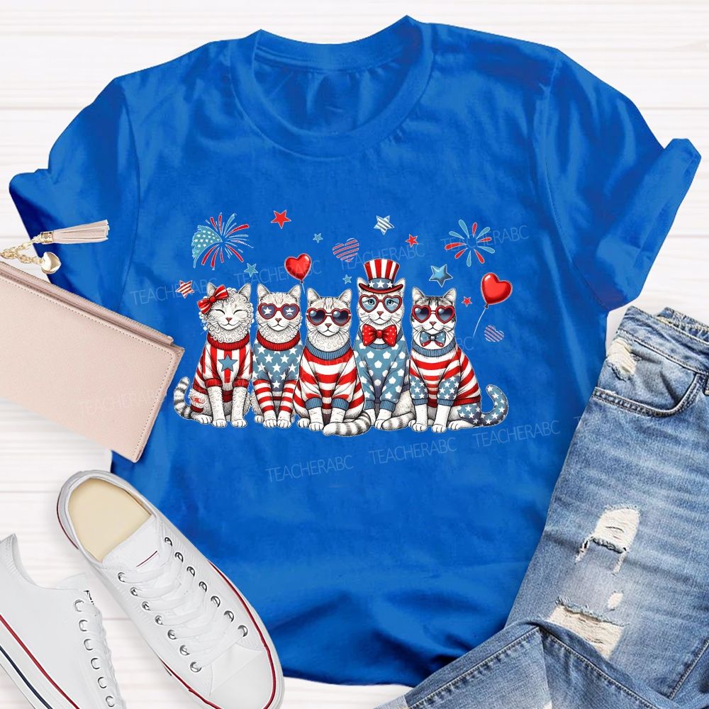 Independence Day Cat  Teacher T-shirt