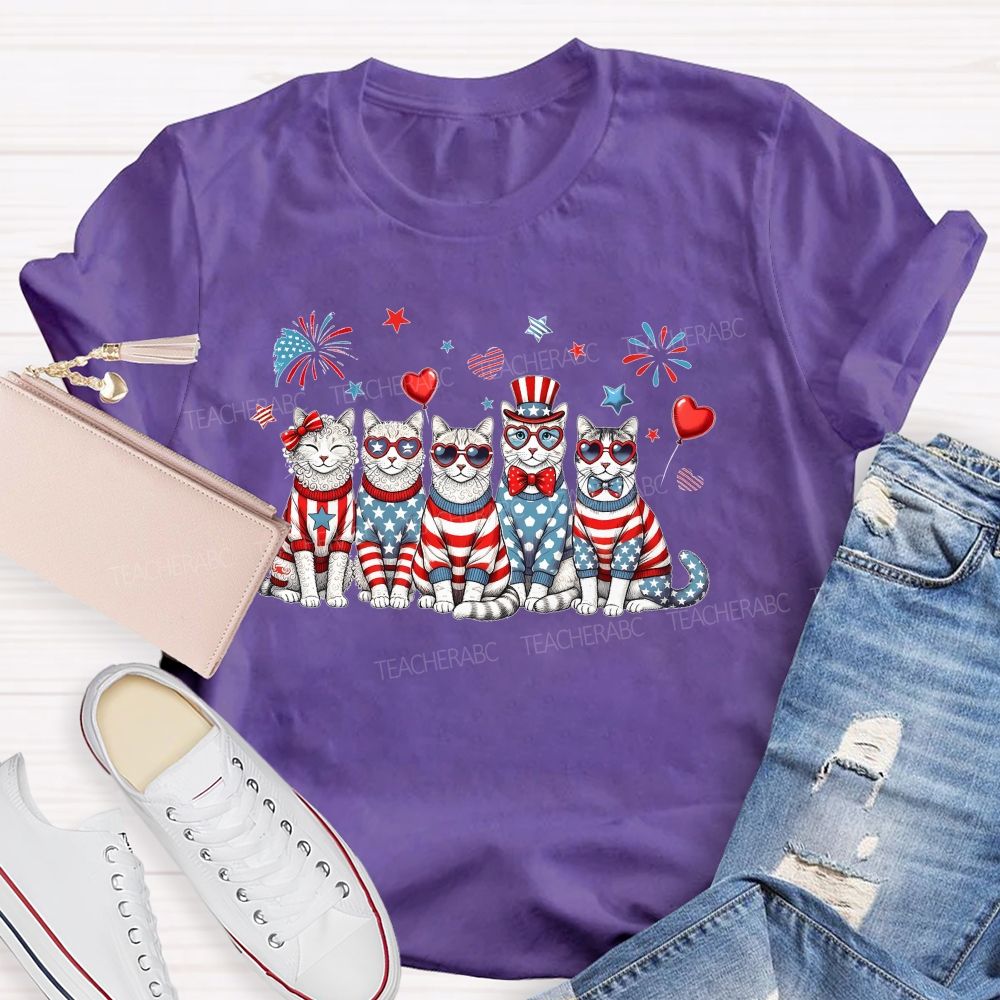 Independence Day Cat  Teacher T-shirt