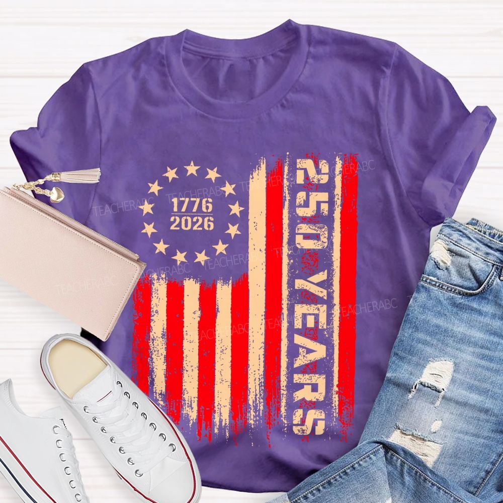 250 Years Flag Graphics  Teacher T-shirt