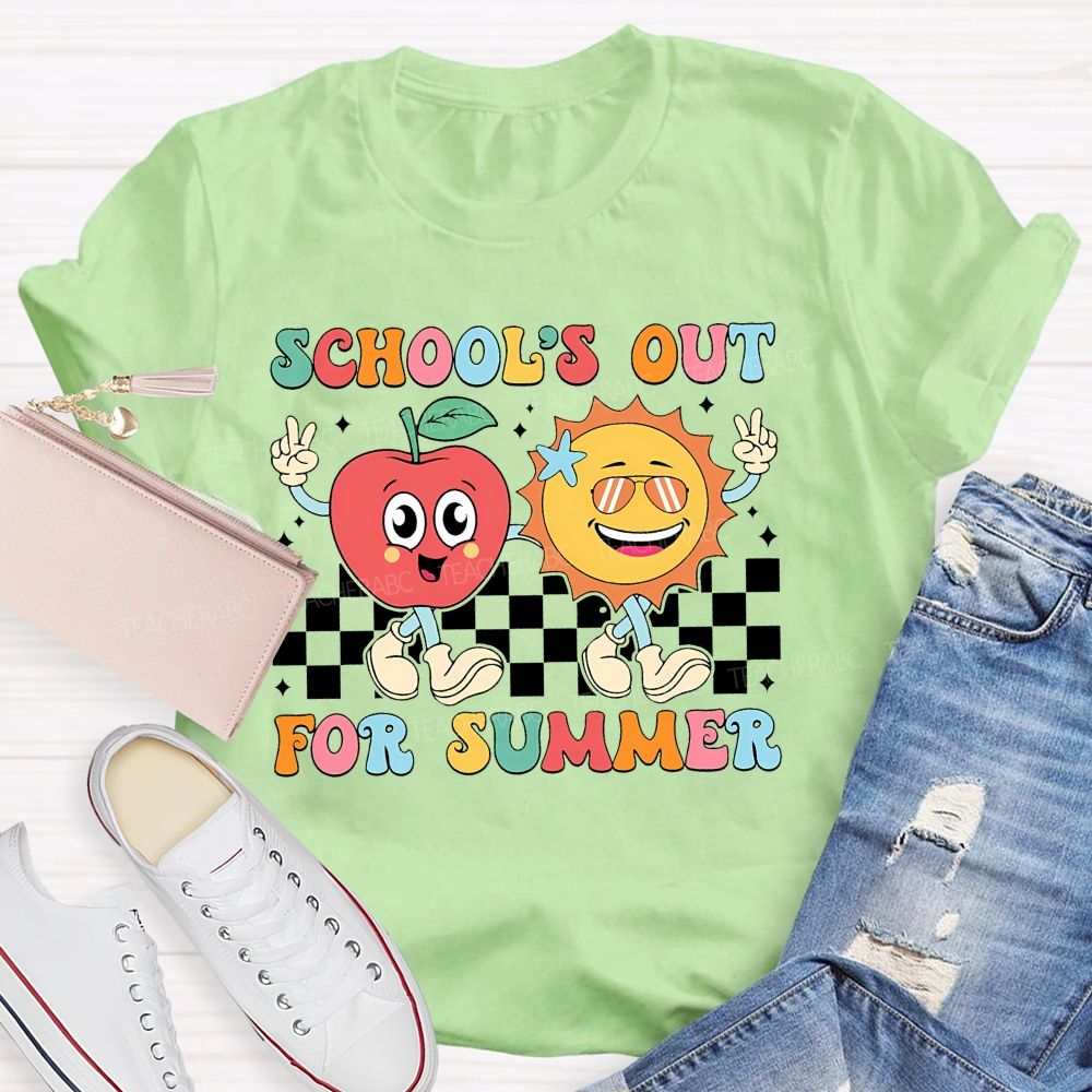 School's Out For Summer Grid Pattern  Teacher T-shirt