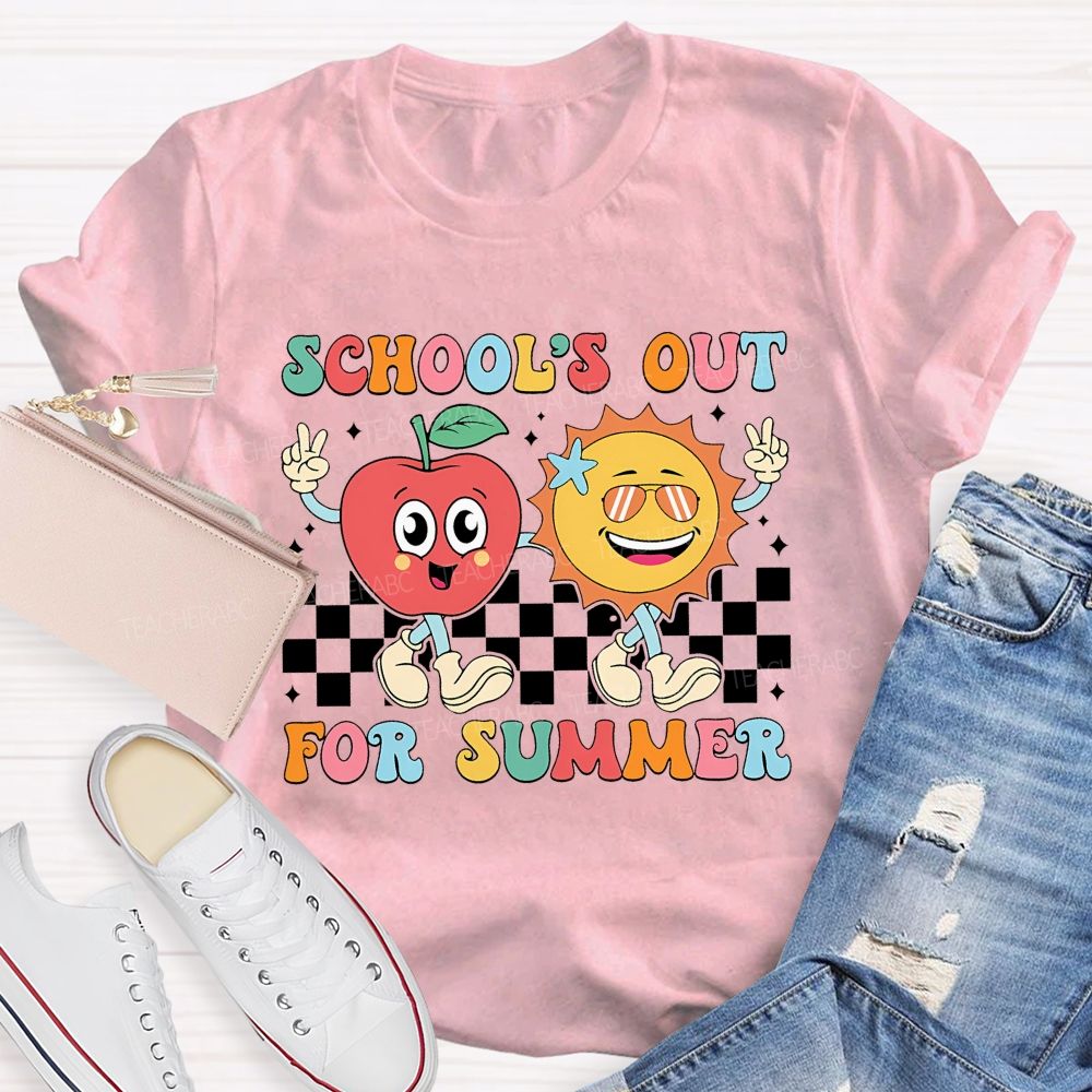 School's Out For Summer Grid Pattern  Teacher T-shirt