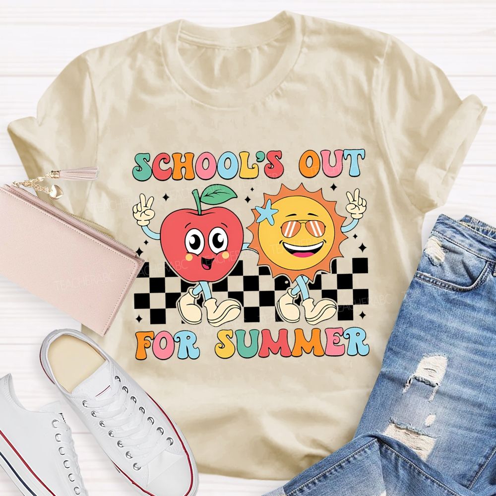 School's Out For Summer Grid Pattern  Teacher T-shirt