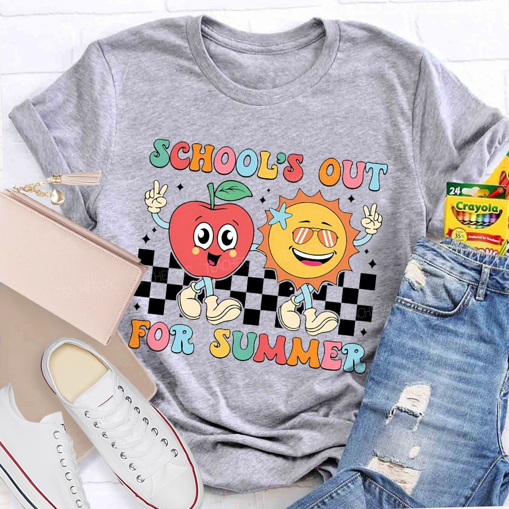 School's Out For Summer Grid Pattern  Teacher T-shirt