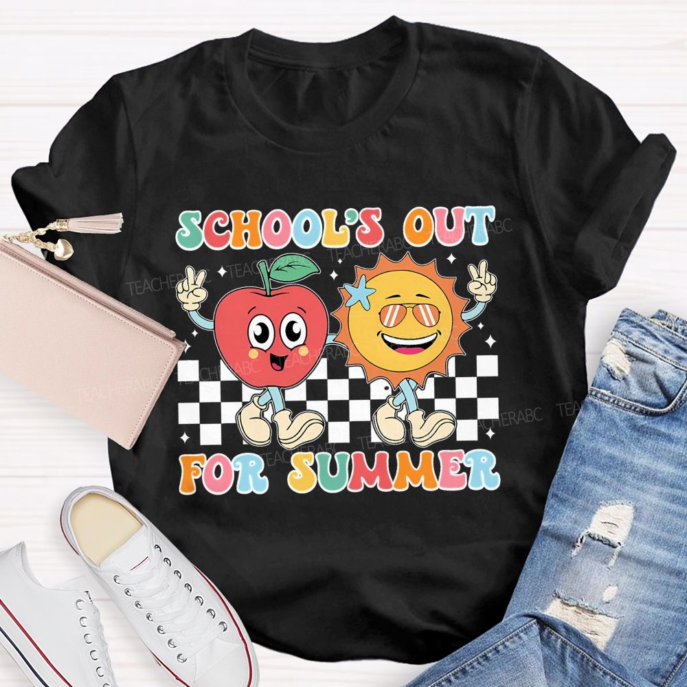 School's Out For Summer Grid Pattern  Teacher T-shirt