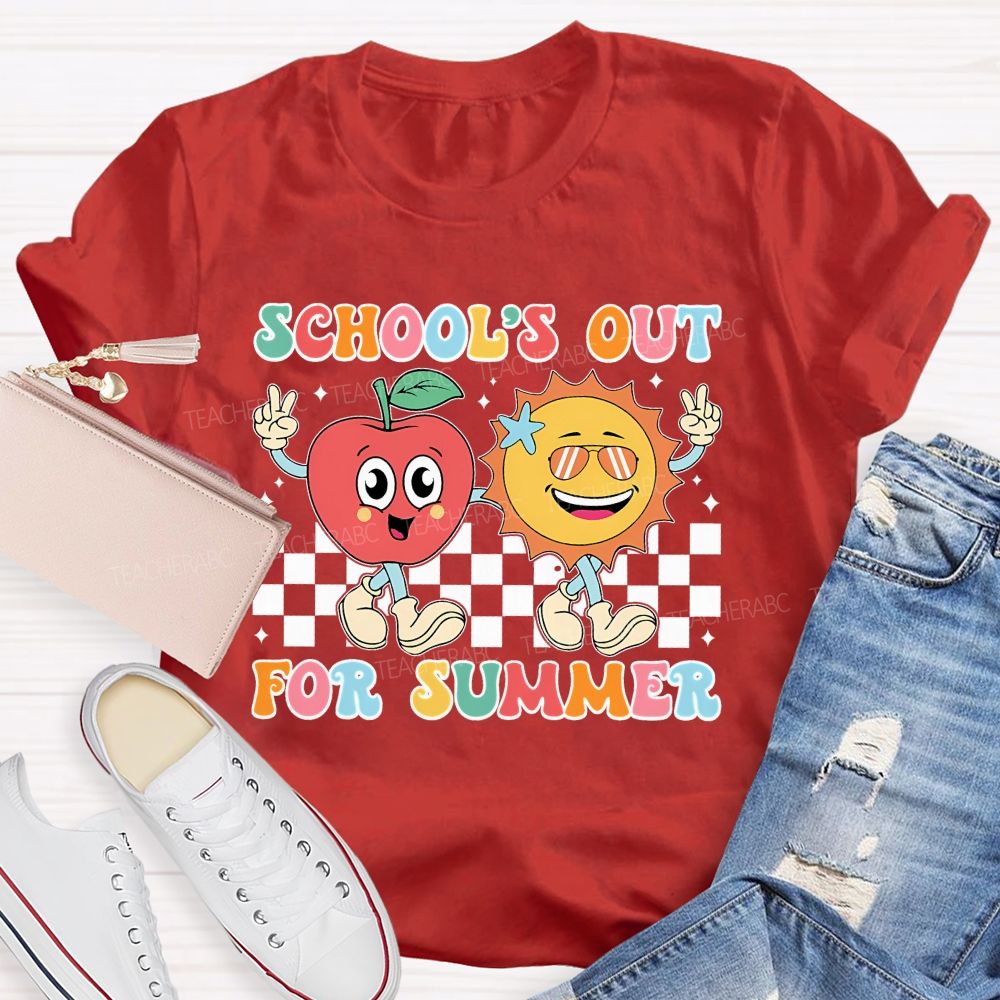 School's Out For Summer Grid Pattern  Teacher T-shirt