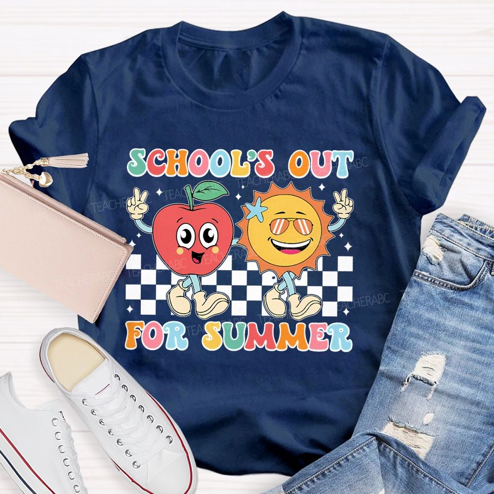 School's Out For Summer Grid Pattern  Teacher T-shirt