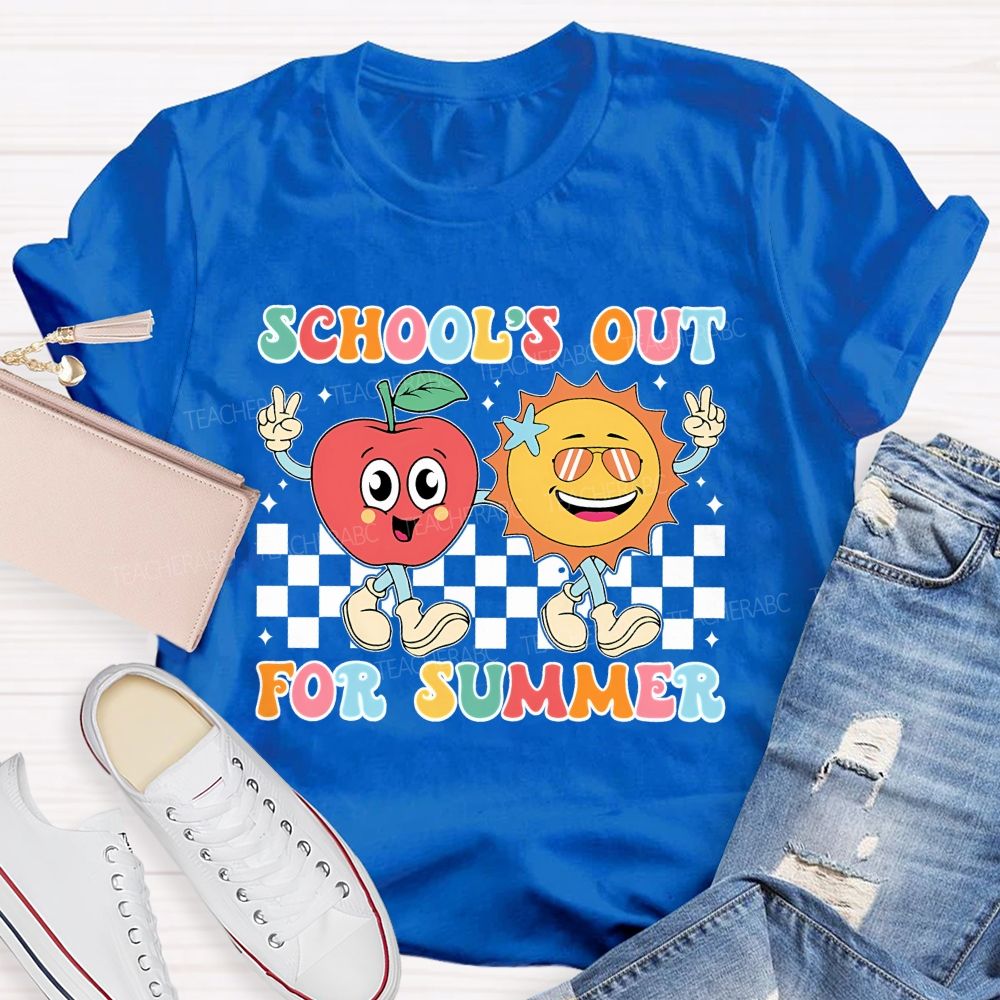 School's Out For Summer Grid Pattern  Teacher T-shirt