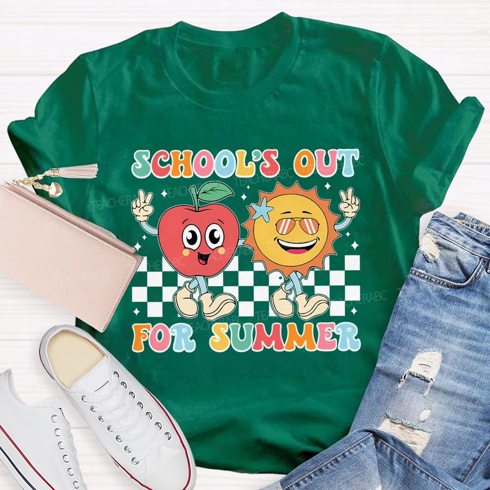 School's Out For Summer Grid Pattern  Teacher T-shirt