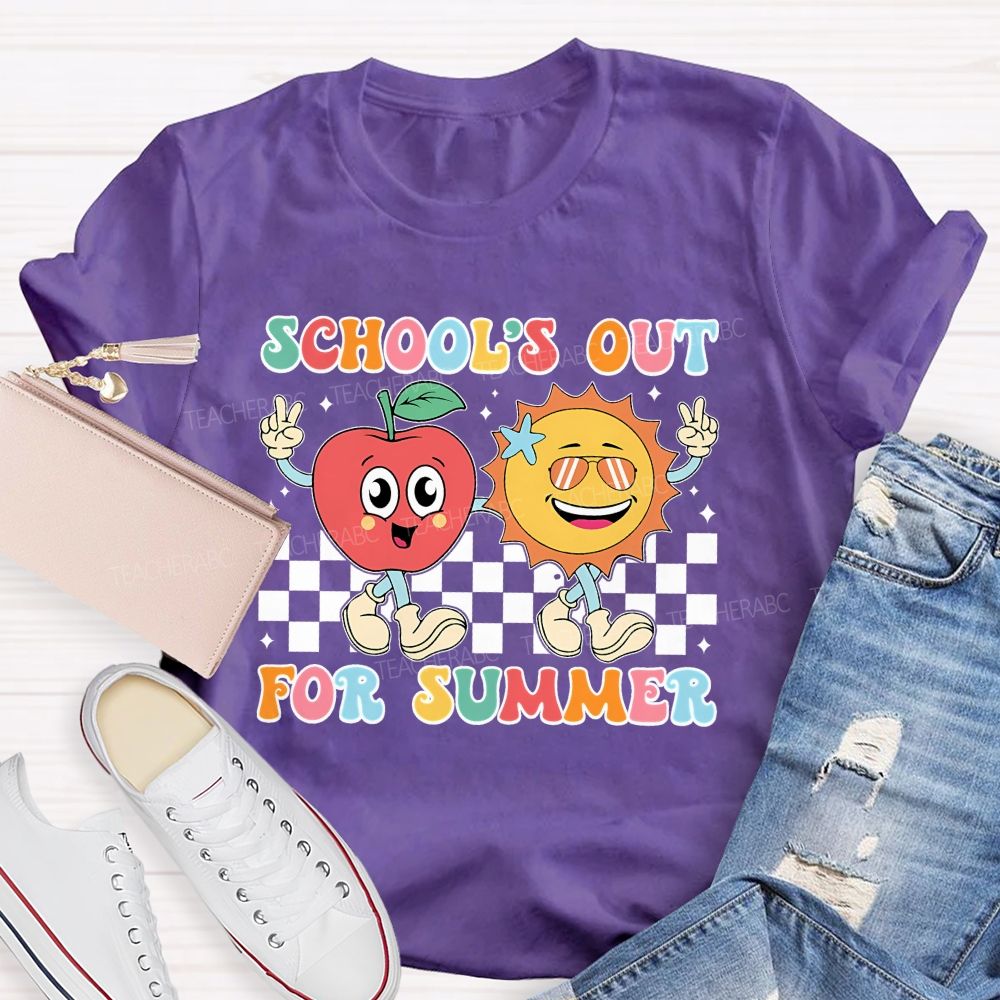 School's Out For Summer Grid Pattern  Teacher T-shirt