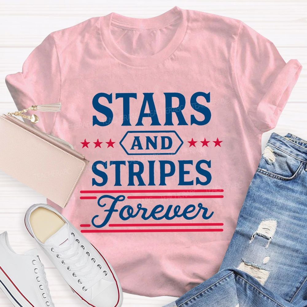 Stars And Stripes Forever  Letters  Teacher T-shirt