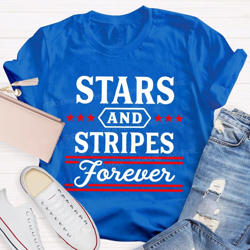 Stars And Stripes Forever  Letters  Teacher T-shirt