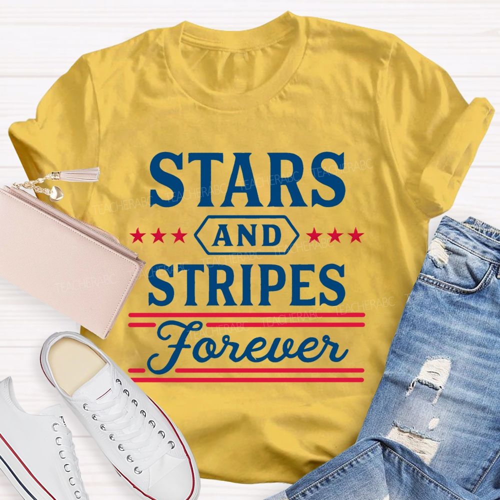 Stars And Stripes Forever  Letters  Teacher T-shirt