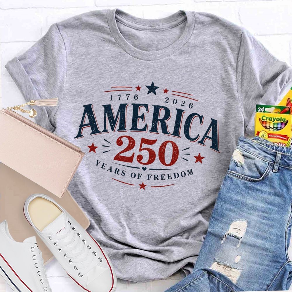1776-2026 America 250 Years Of Freedom Vintage Teacher T-shirt