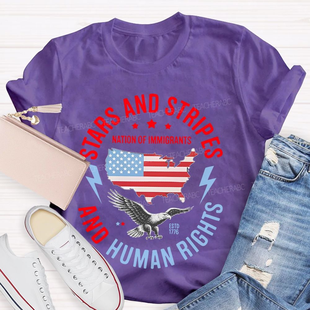 Stars And Stripes And Human Rights Pattern  Teacher T-shirt