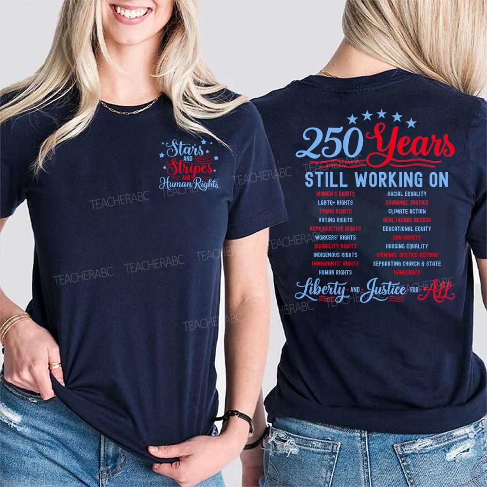 Stars And Stripes And Human Rights  Double Printed T-shirt