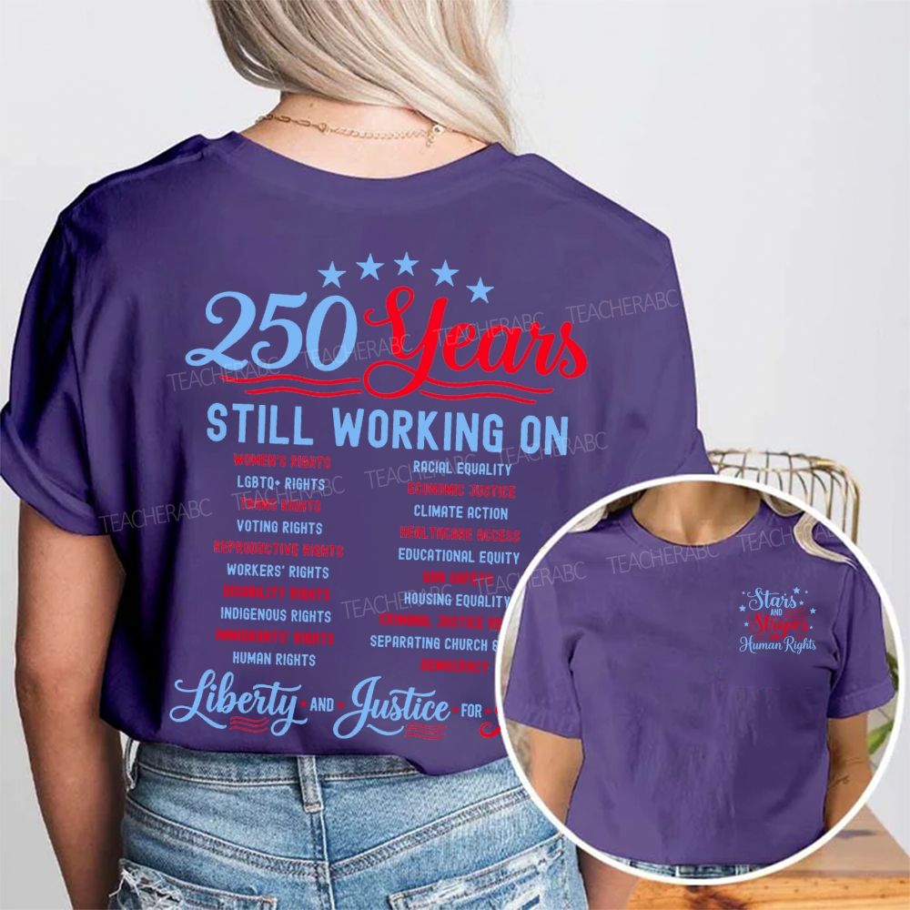 Stars And Stripes And Human Rights  Double Printed T-shirt