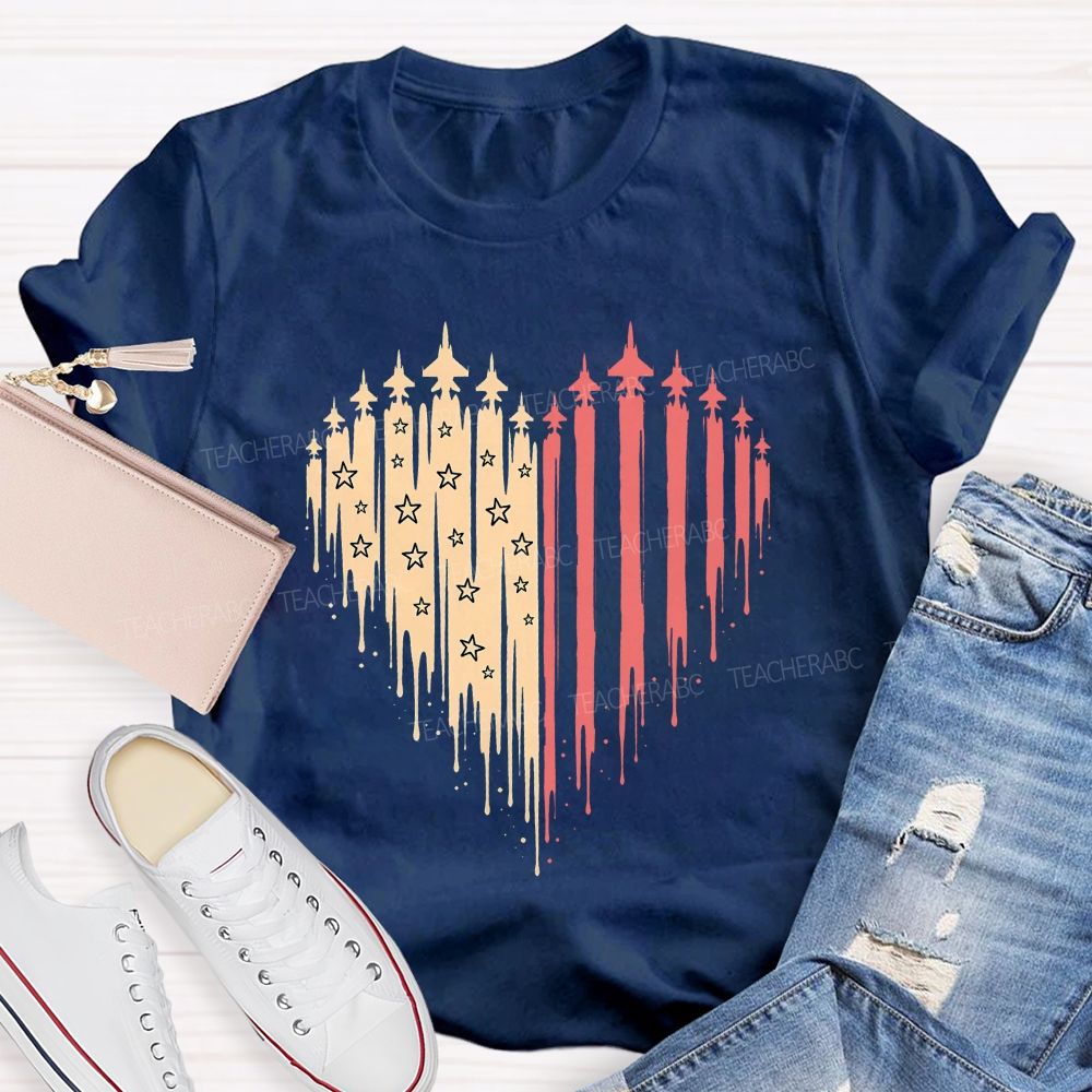American Free And Stars In My Heart Teacher T-shirt