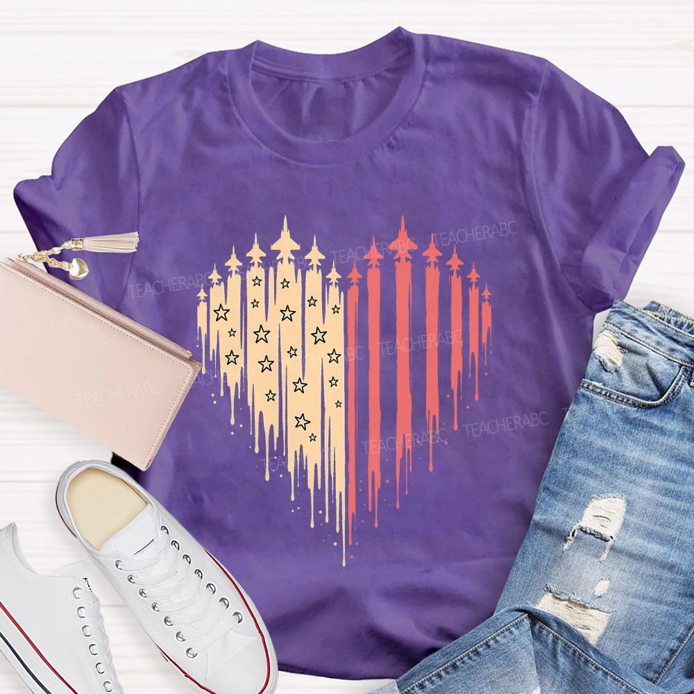 American Free And Stars In My Heart Teacher T-shirt