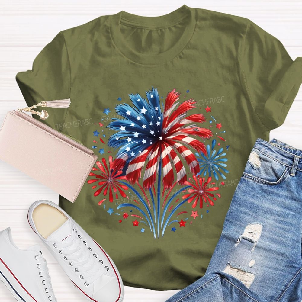 USA 250th Anniversary Fireworks Teacher T-shirt