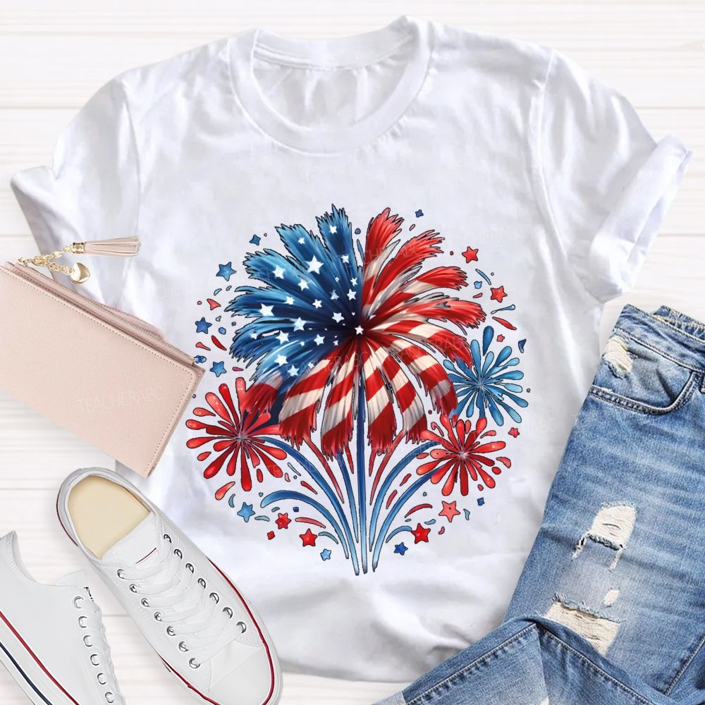 USA 250th Anniversary Fireworks Teacher T-shirt