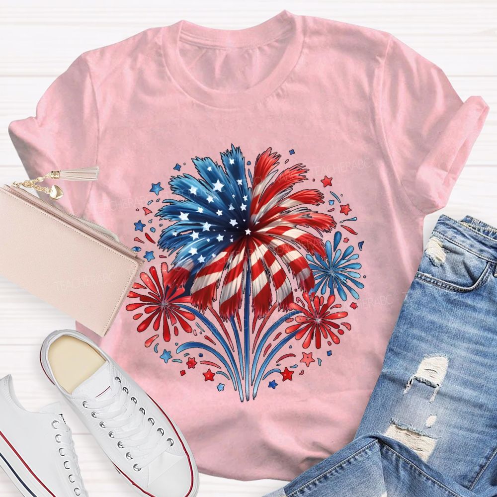 USA 250th Anniversary Fireworks Teacher T-shirt