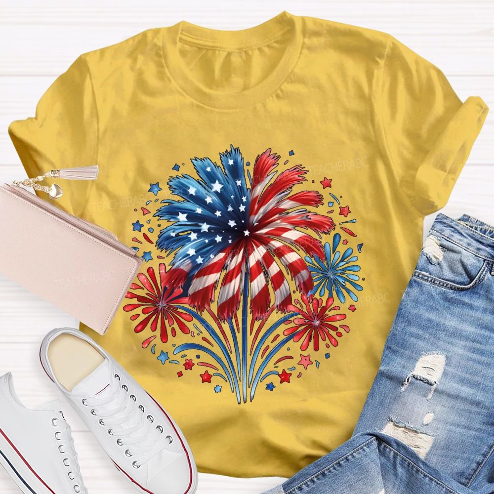 USA 250th Anniversary Fireworks Teacher T-shirt