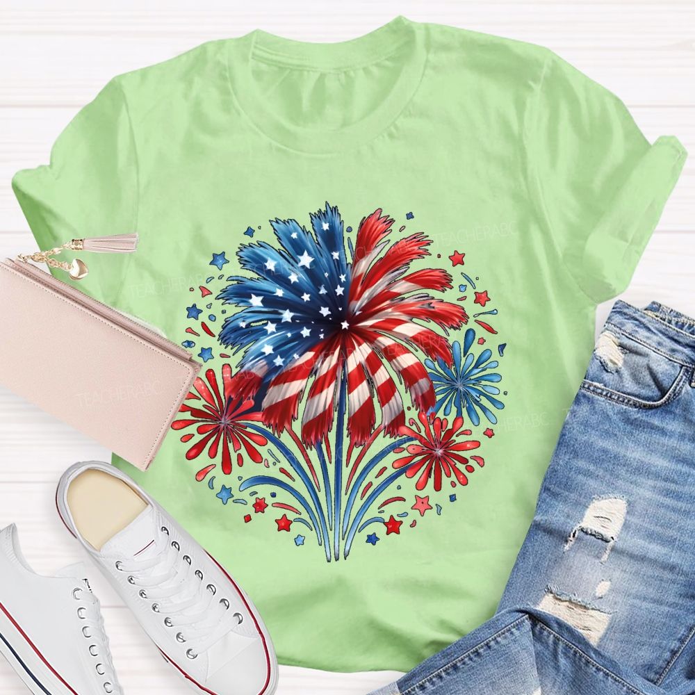 USA 250th Anniversary Fireworks Teacher T-shirt