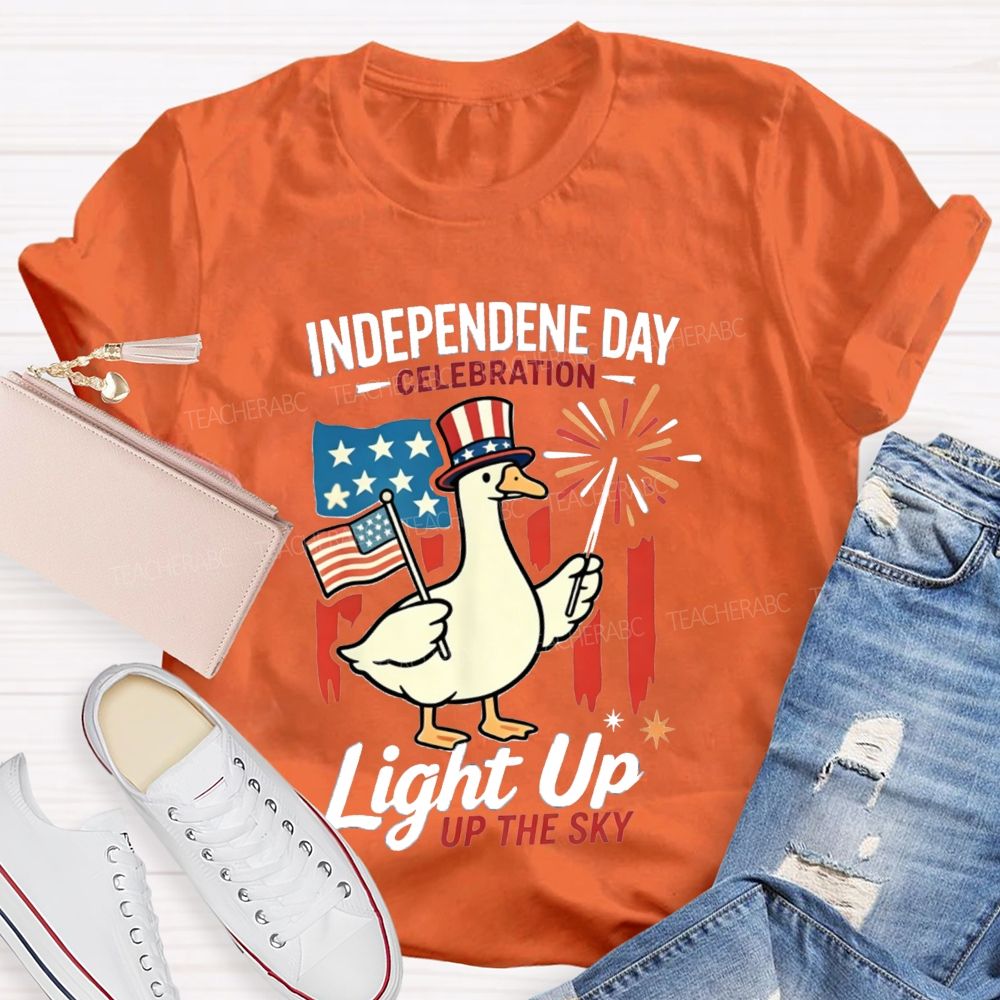Independence Day Celebration Light Up Up The Sky Teacher T-shirt