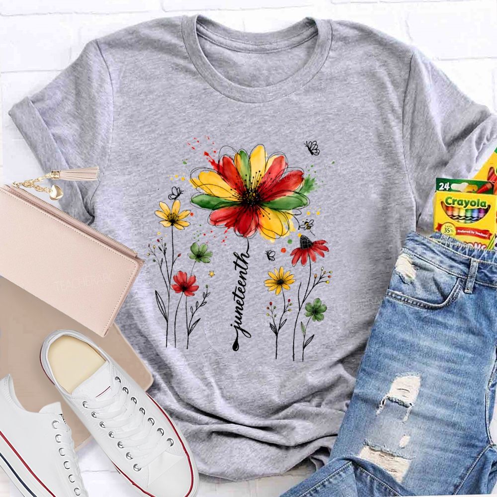 Floral Juneteenth 1865 Teacher T-shirt