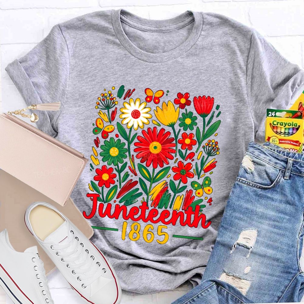 Juneteenth 1865 Floral Teacher T-shirt