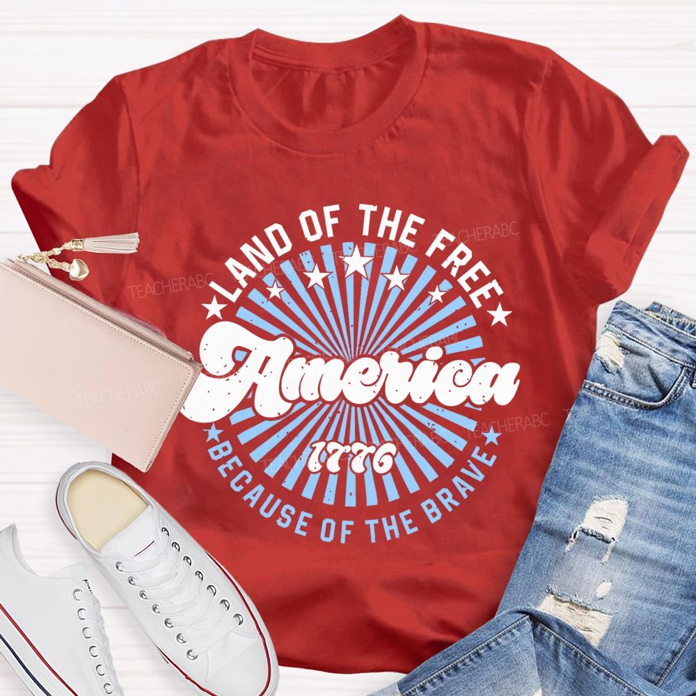 Land Of The Free America  Letters Patterns  Teacher T-shirt