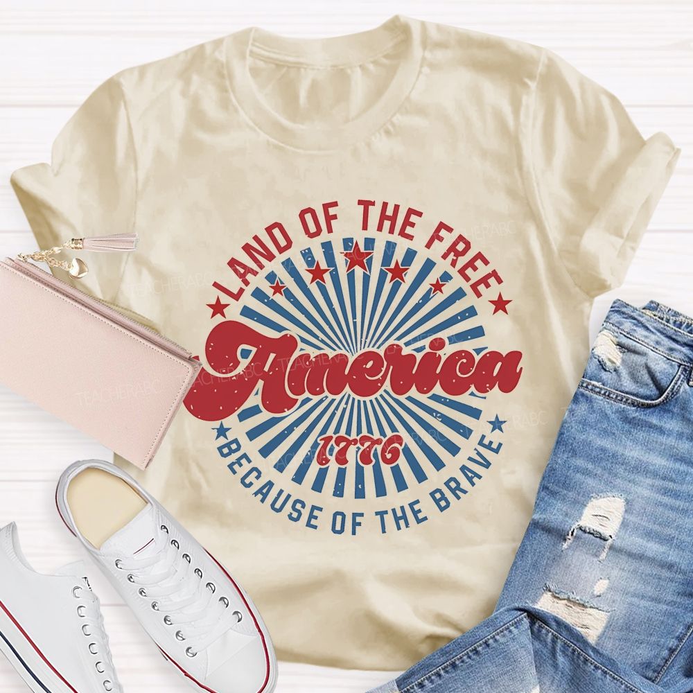 Land Of The Free America  Letters Patterns  Teacher T-shirt