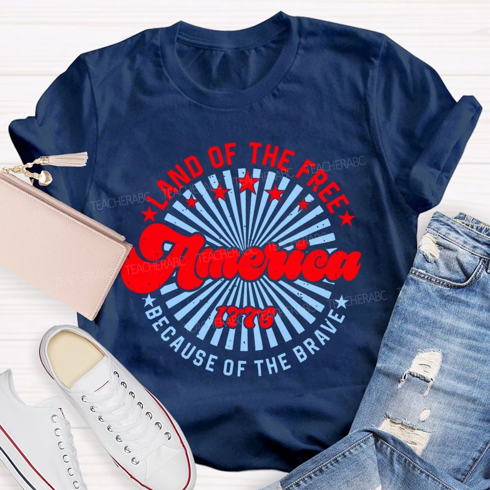 Land Of The Free America  Letters Patterns  Teacher T-shirt