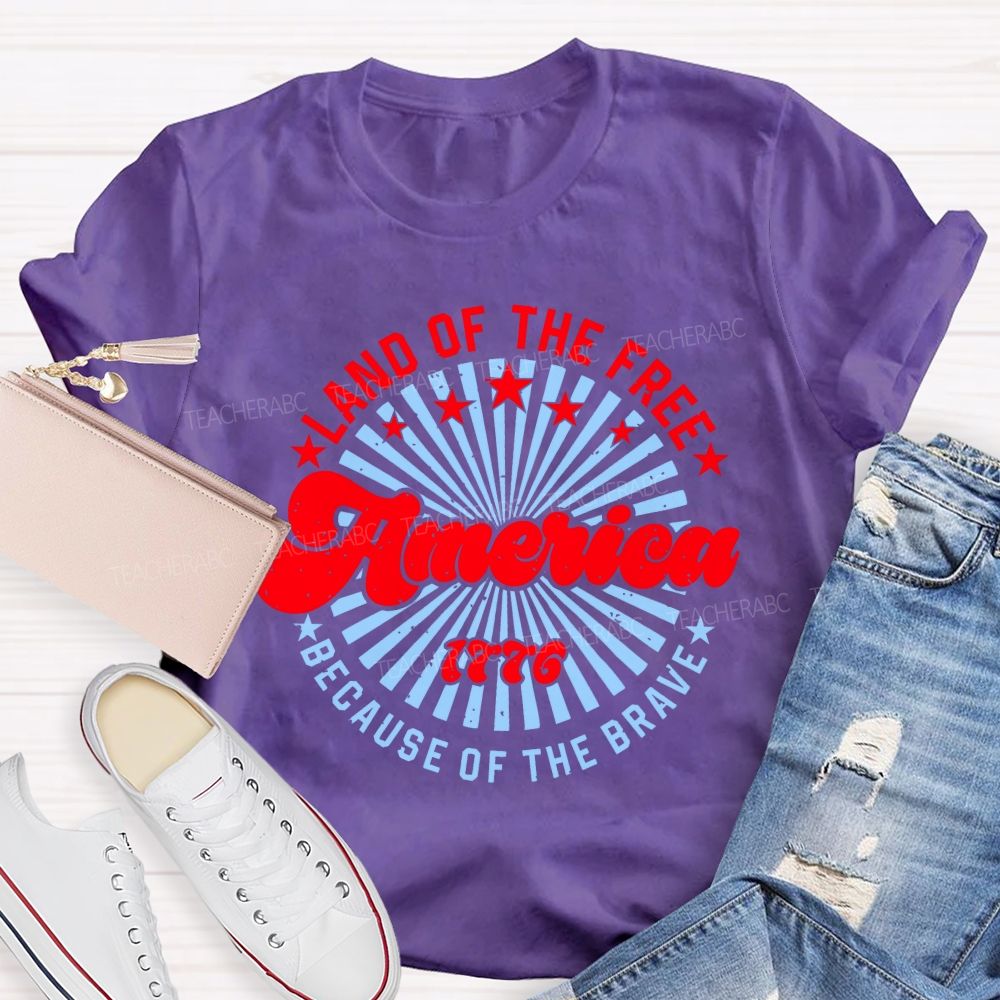 Land Of The Free America  Letters Patterns  Teacher T-shirt