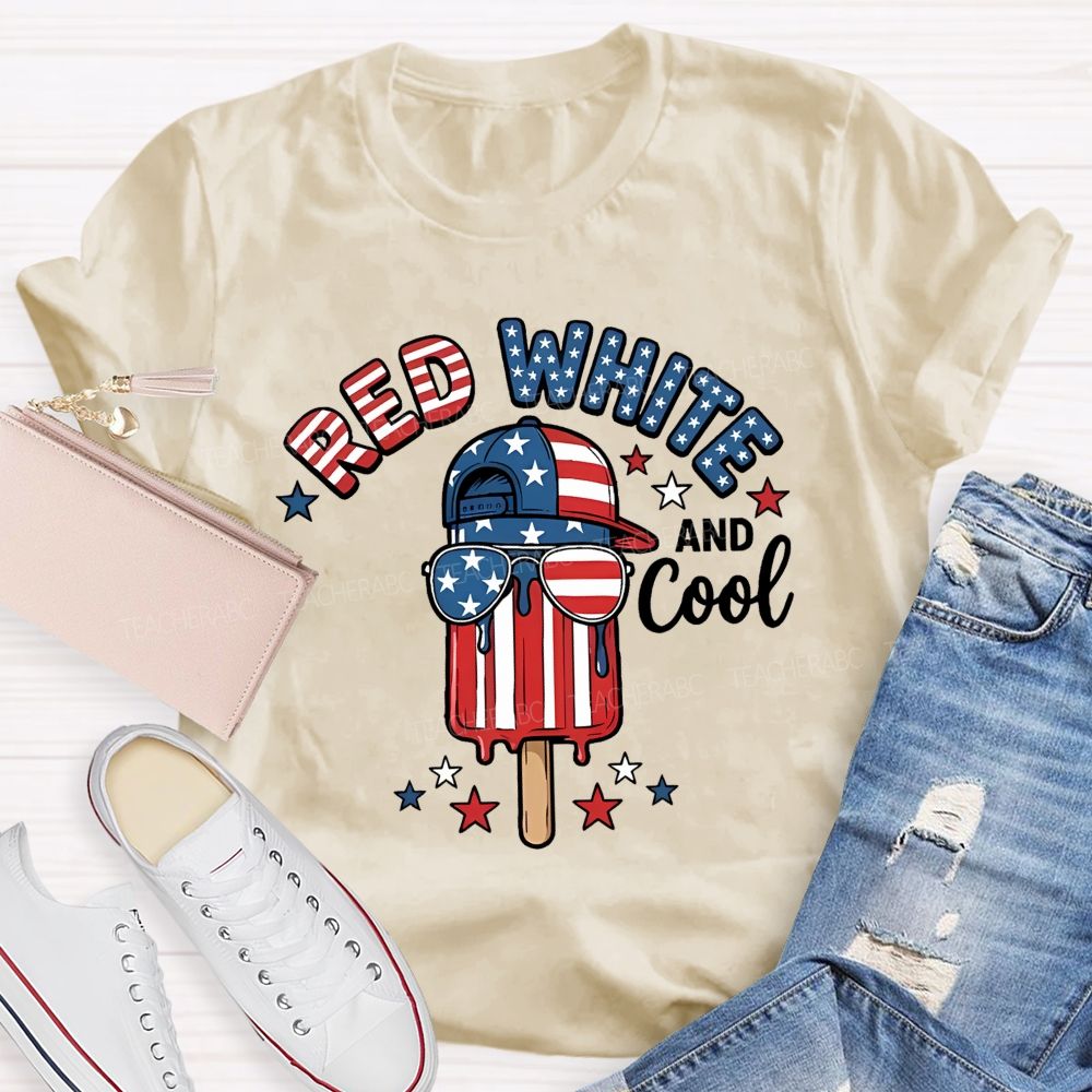 Red  White  And Cool  Patterns  Teacher T-shirt