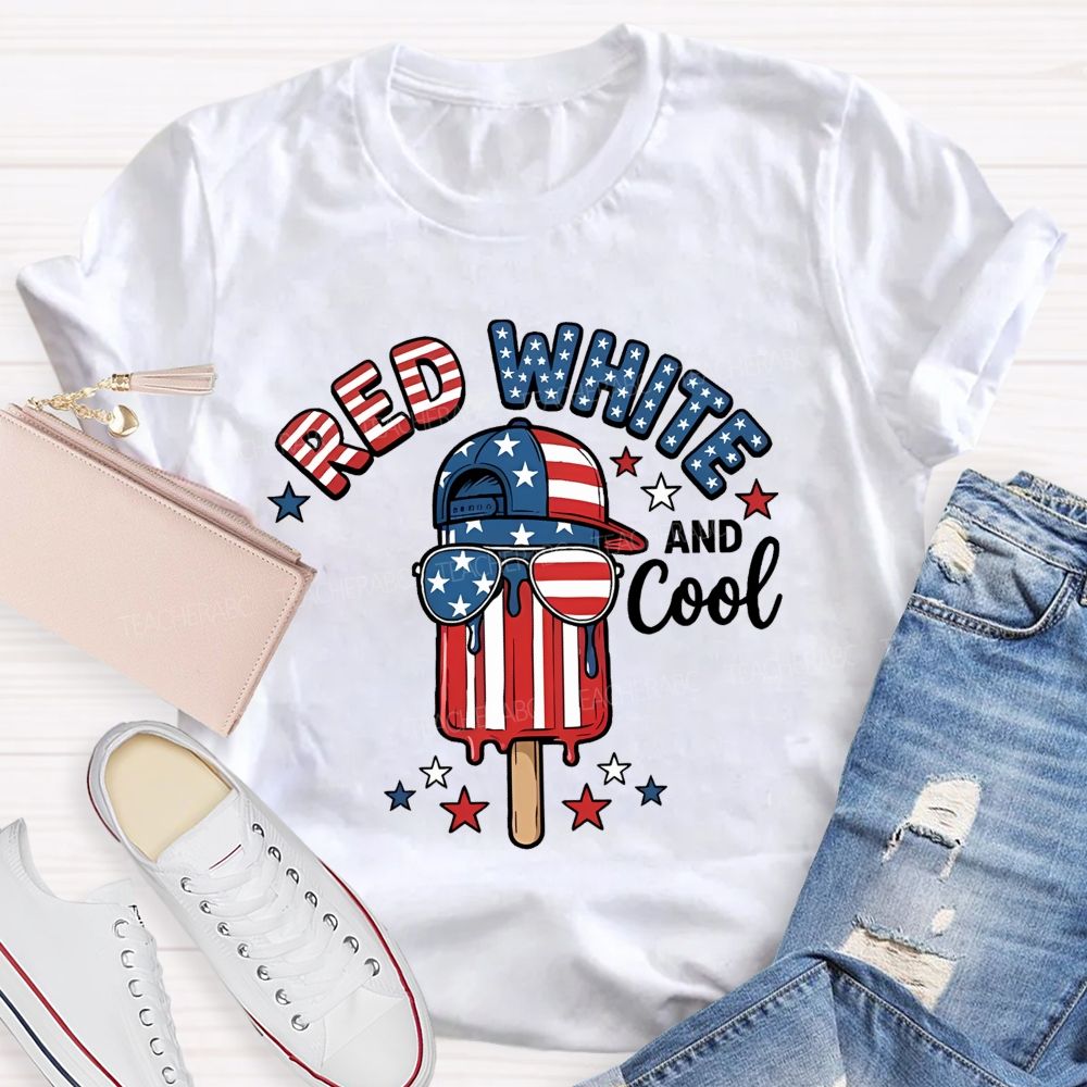 Red  White  And Cool  Patterns  Teacher T-shirt