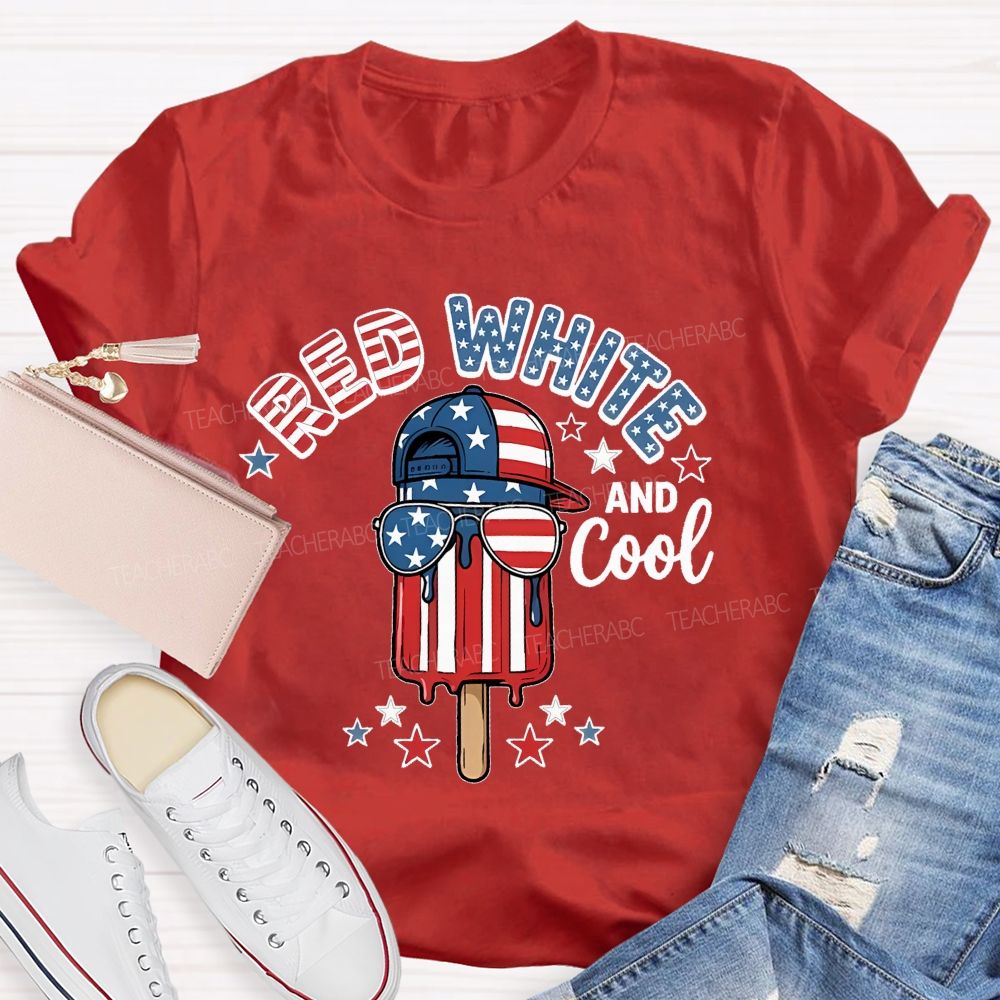 Red  White  And Cool  Patterns  Teacher T-shirt
