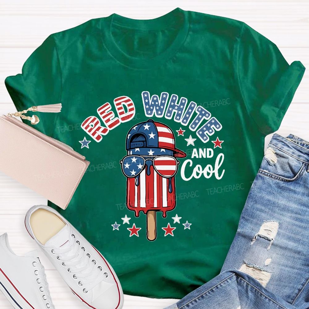 Red  White  And Cool  Patterns  Teacher T-shirt