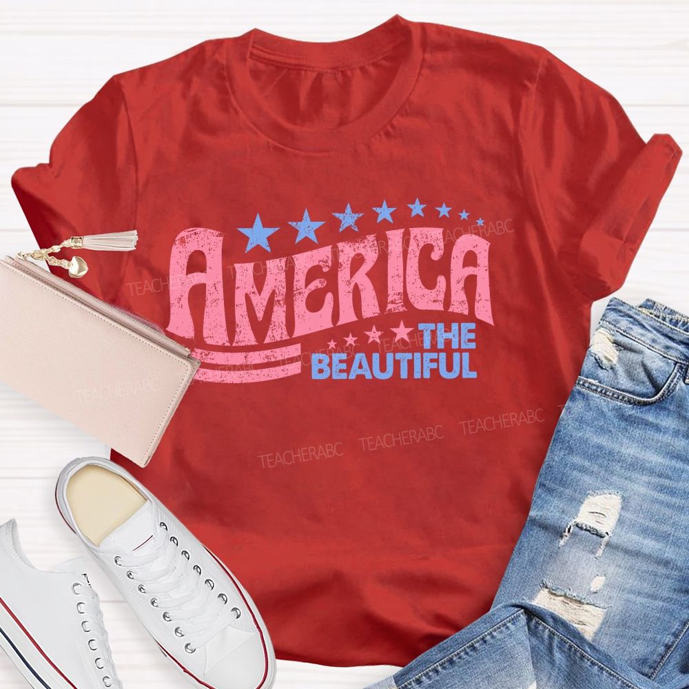 America The Beautiful  Letters  Teacher T-shirt