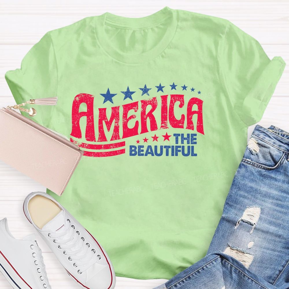 America The Beautiful  Letters  Teacher T-shirt