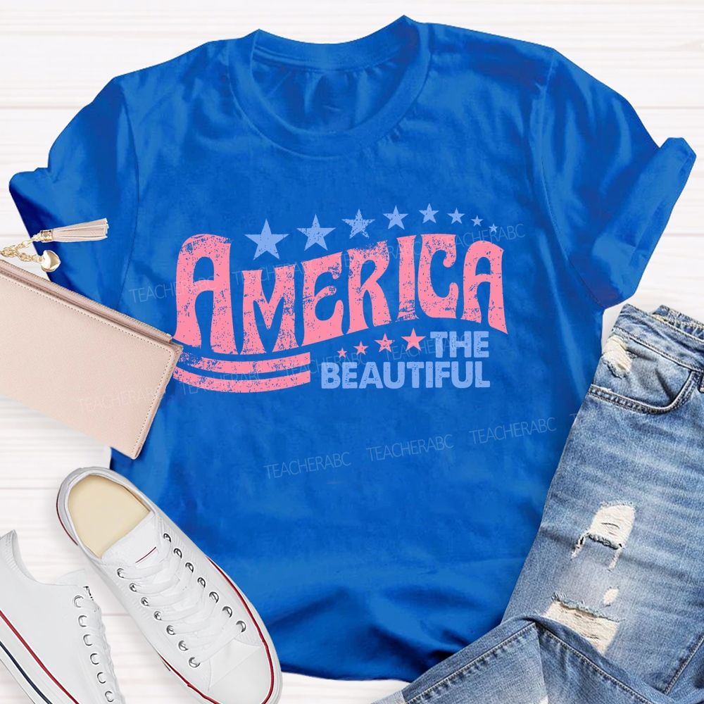 America The Beautiful  Letters  Teacher T-shirt